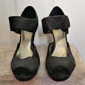 Torrid open toe heels with satin velcro strap
